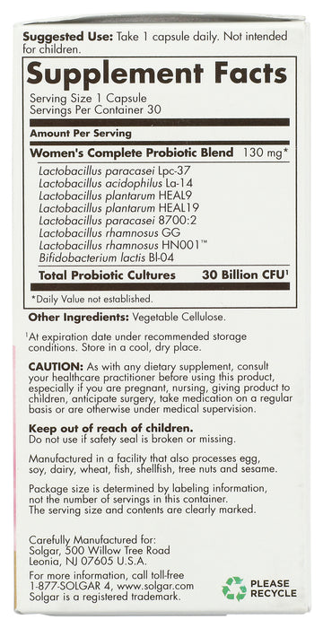 Women's Complete Probiotic 30B, 30 vcap