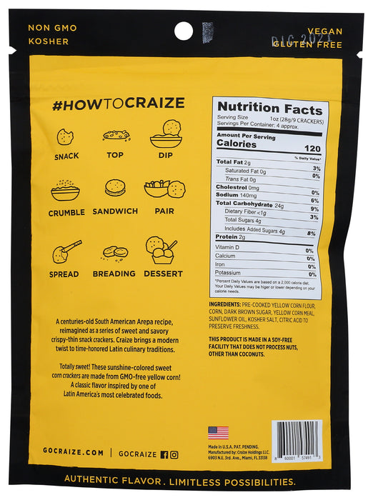 Sweet Corn Toasted Corn Crackers, Vegan GF, 4 oz