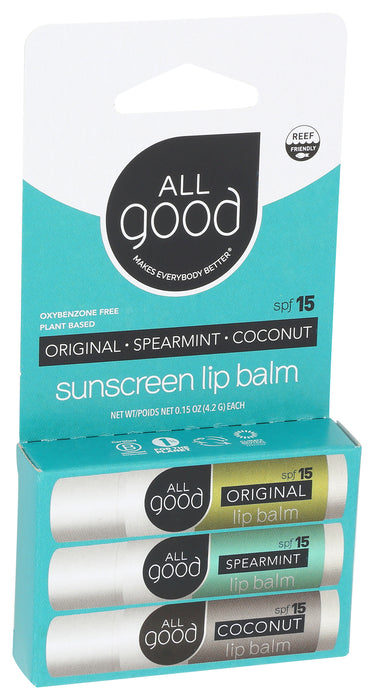 Sunscreen Lip Balm SPF 15, Original Spearmint Coconut, 3/0.15 oz