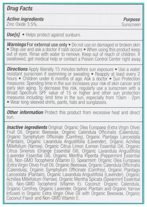 Sunscreen Lip Balm SPF 15, Original Spearmint Coconut, 3/0.15 oz