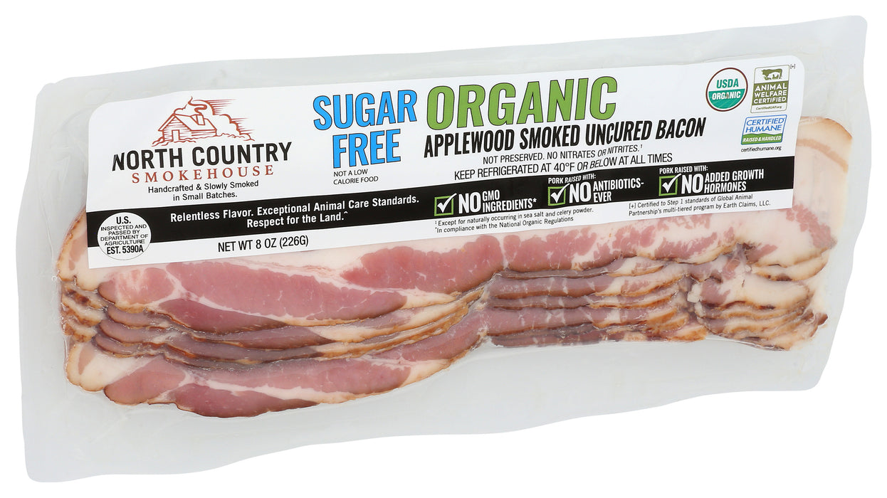 Applewood Smoked Uncured Bacon, Sugar Free, Org, 8 oz