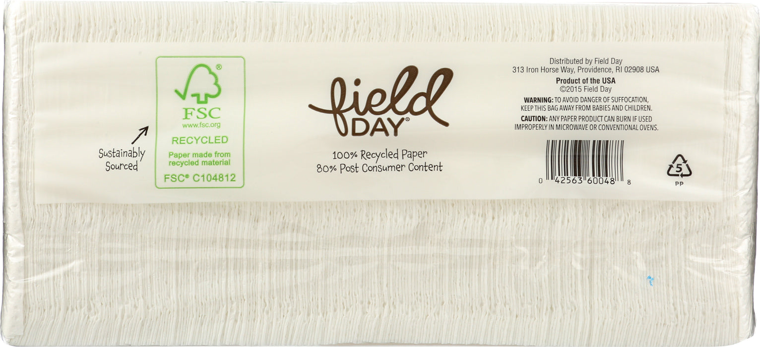 White Paper Napkins, Recycled, 250 ct