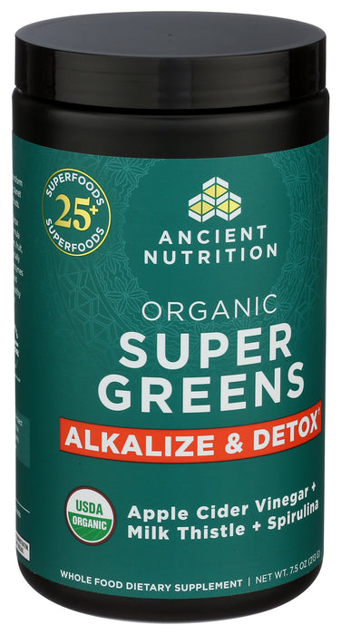 Super Greens, Alkalize & Detox, Org, 25 serv/7.5 oz