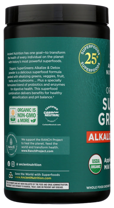 Super Greens, Alkalize & Detox, Org, 25 serv/7.5 oz