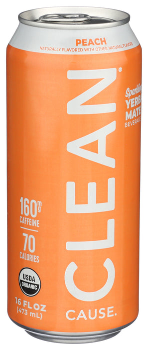 Sparkling Yerba Mate Tea, Peach, Org, 16 floz