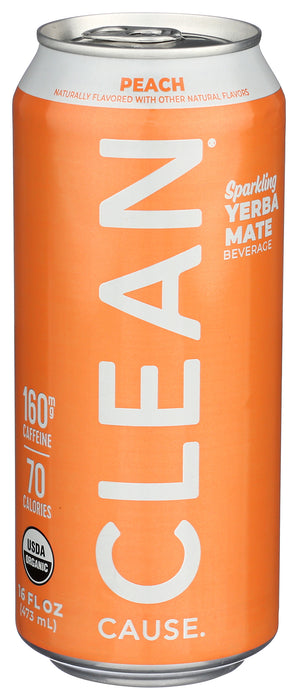 Sparkling Yerba Mate Tea, Peach, Org, 16 floz