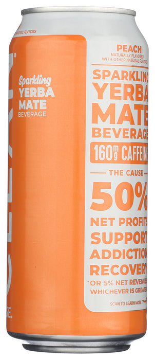 Sparkling Yerba Mate Tea, Peach, Org, 16 floz