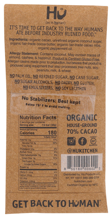 Dark Chocolate Bar, Crunchy Mint, Org, 2.1 oz