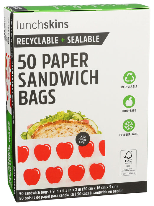 Paper Sandwich Bags, 50 ct, Recyclable + Sealable