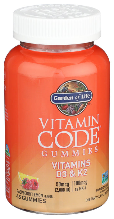 Vitamin Code D3 & K2, Raspberry Lemon, 45 gummy