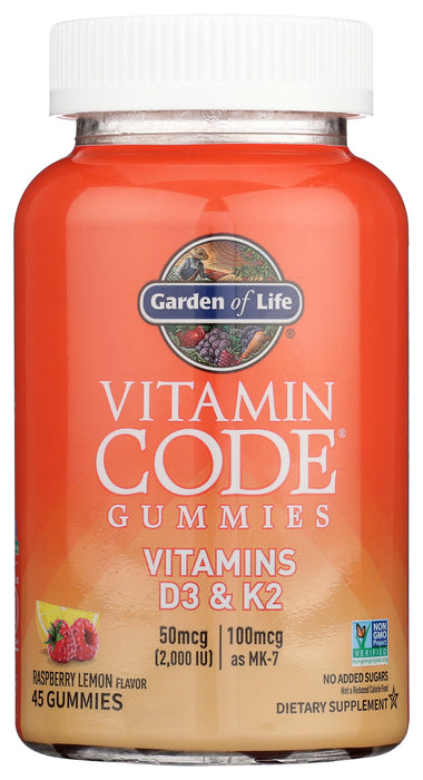 Vitamin Code D3 & K2, Raspberry Lemon, 45 gummy