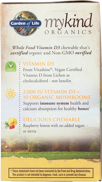 mykind Organics Vitamin D3, Raspberry-Lemon, 30 chew