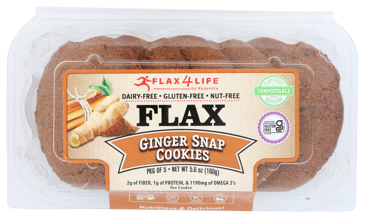 Flax Ginger Snap Cookies, GF, 5.6 oz
