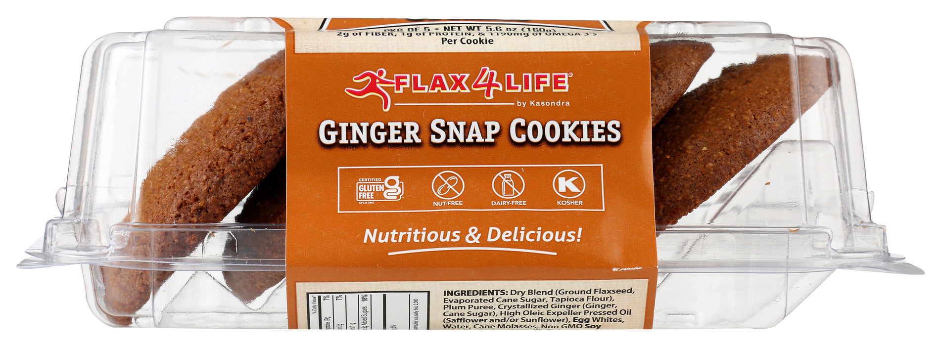 Flax Ginger Snap Cookies, GF, 5.6 oz