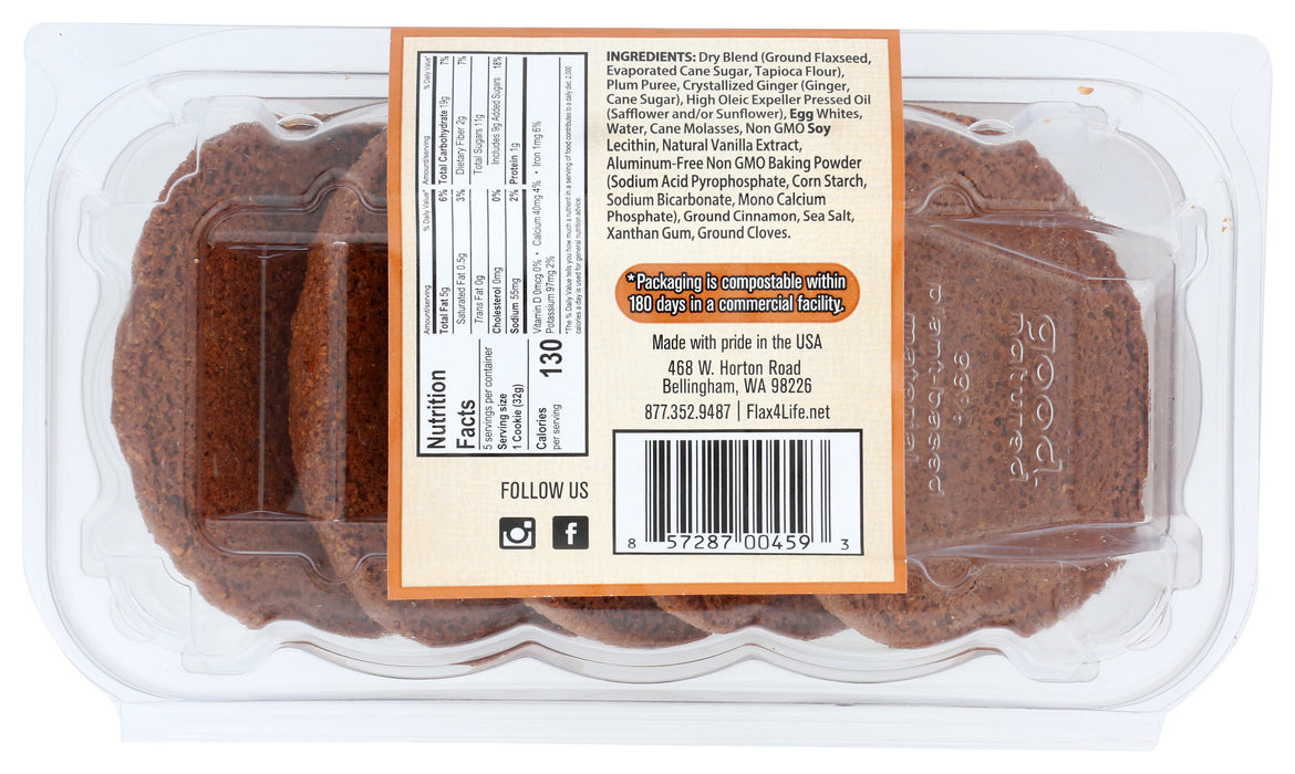 Flax Ginger Snap Cookies, GF, 5.6 oz