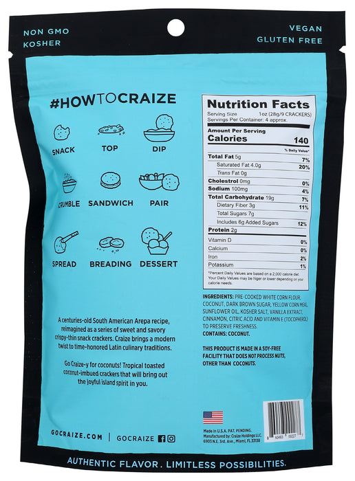 Coconut Toasted Corn Crackers, Vegan GF, 4 oz