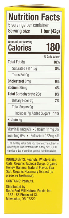 Oat Peanut Butter Banana Bar, GF, 5/1.48 oz
