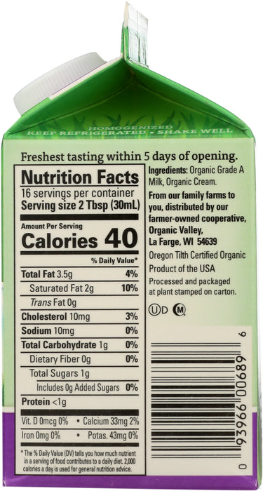 Half & Half Grassmilk, Org, 1 Pint