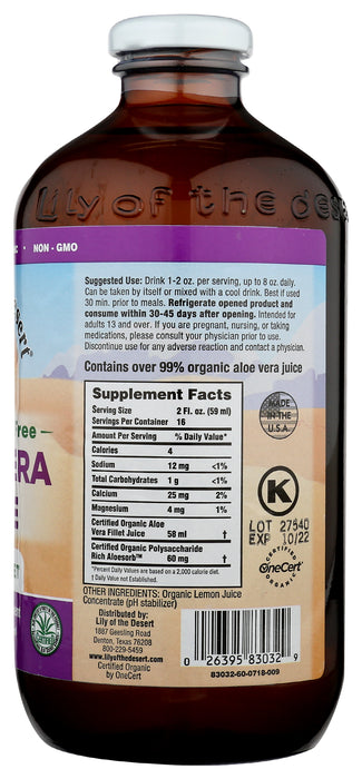 Aloe Vera Juice, Inner Fillet, No Preservative, Org,, 32 fl oz