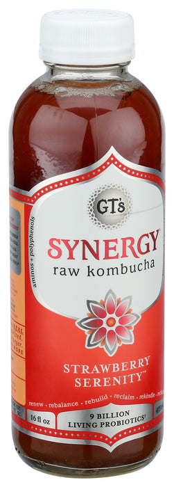 Synergy Raw Kombucha, Strawberry, Org, 16 floz