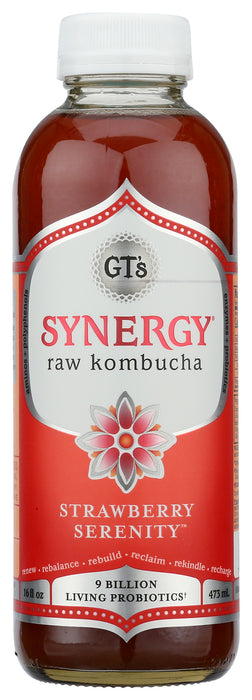 Synergy Raw Kombucha, Strawberry, Org, 16 floz