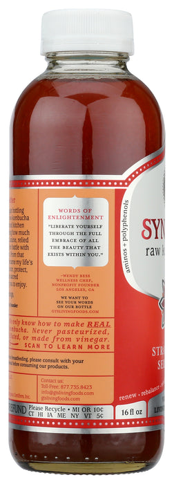 Synergy Raw Kombucha, Strawberry, Org, 16 floz
