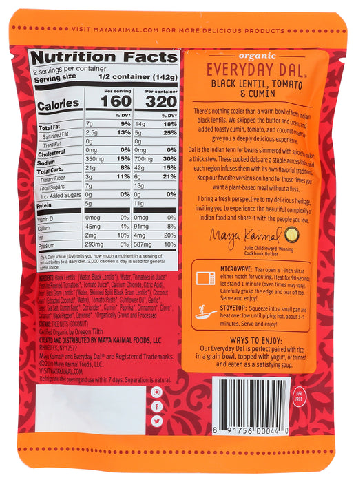 Everyday Dal, Black Lentil Tomato & Cumin, Org, 10 oz