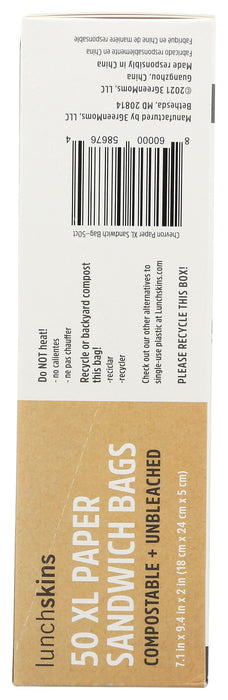 XL Paper Sandwich Bags, 50 ct, Compostable + Unbleached