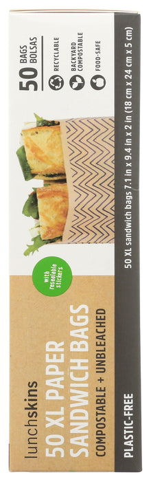 XL Paper Sandwich Bags, 50 ct, Compostable + Unbleached