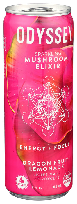 Sparkling Mushroom Elixir, Dragonfruit Lemonade, 12 fl oz