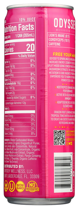 Sparkling Mushroom Elixir, Dragonfruit Lemonade, 12 fl oz