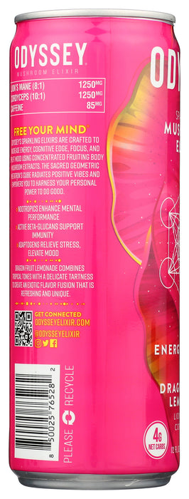 Sparkling Mushroom Elixir, Dragonfruit Lemonade, 12 fl oz