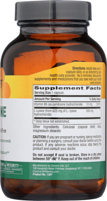 L-Lysine 500mg w/B-6, 100vcap