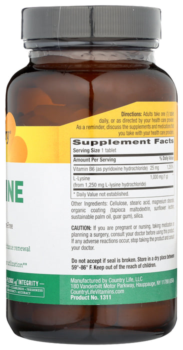 L-Lysine 1000mg w/B-6, 100tab