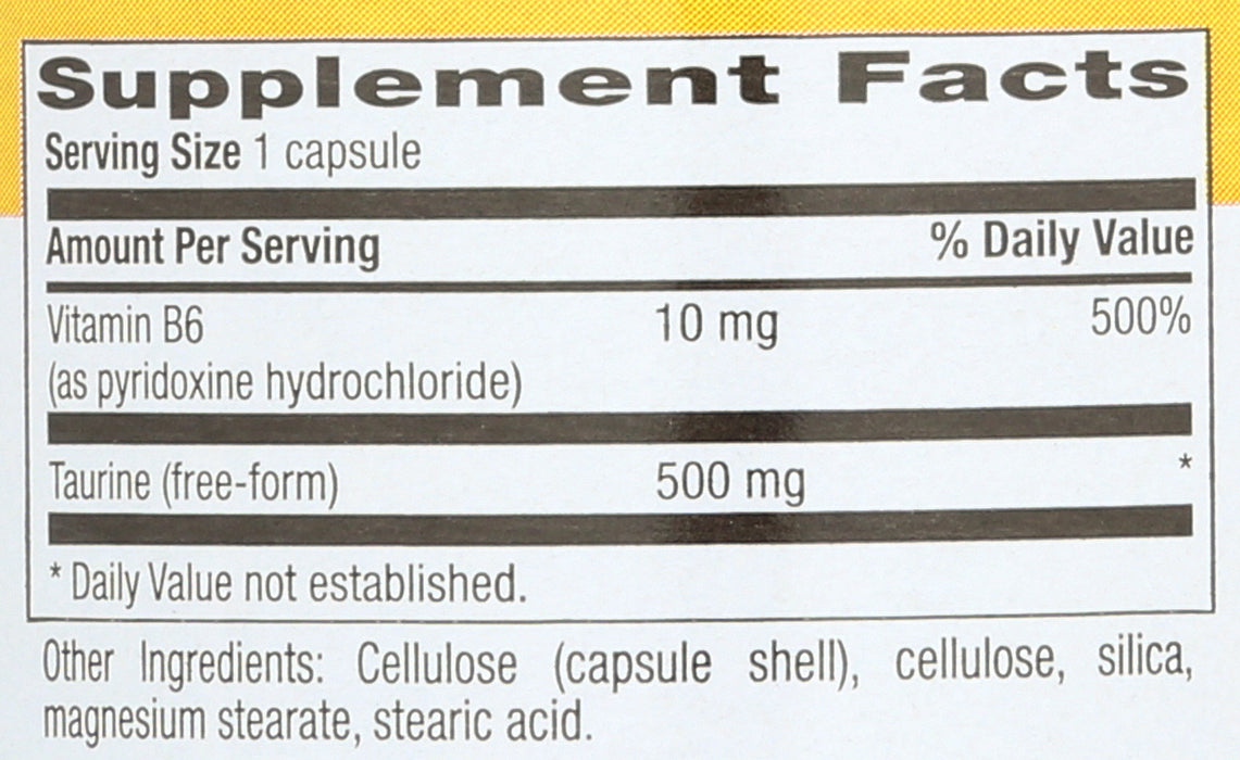 Taurine 500mg w/B-6, 100vcap