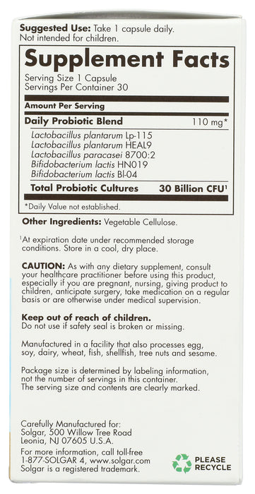 Daily Support Probiotic 30B, 30 vcap