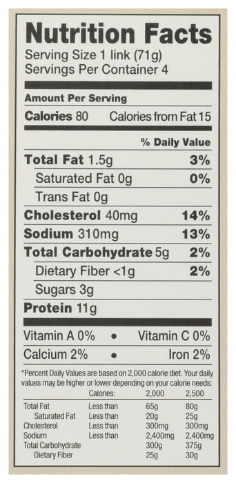 Chicken Apple Sausage, Org, 10 oz