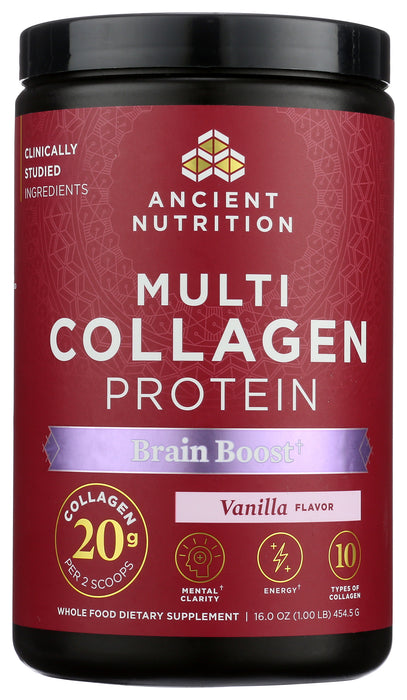 Multi Collagen Protein, Brain Boost, Vanilla, 45 Serv/454 g