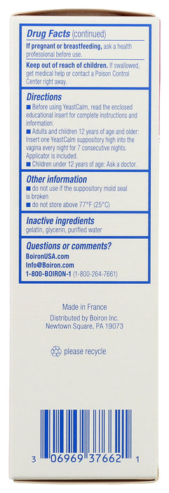 YeastCalm Suppositories, 7 sup