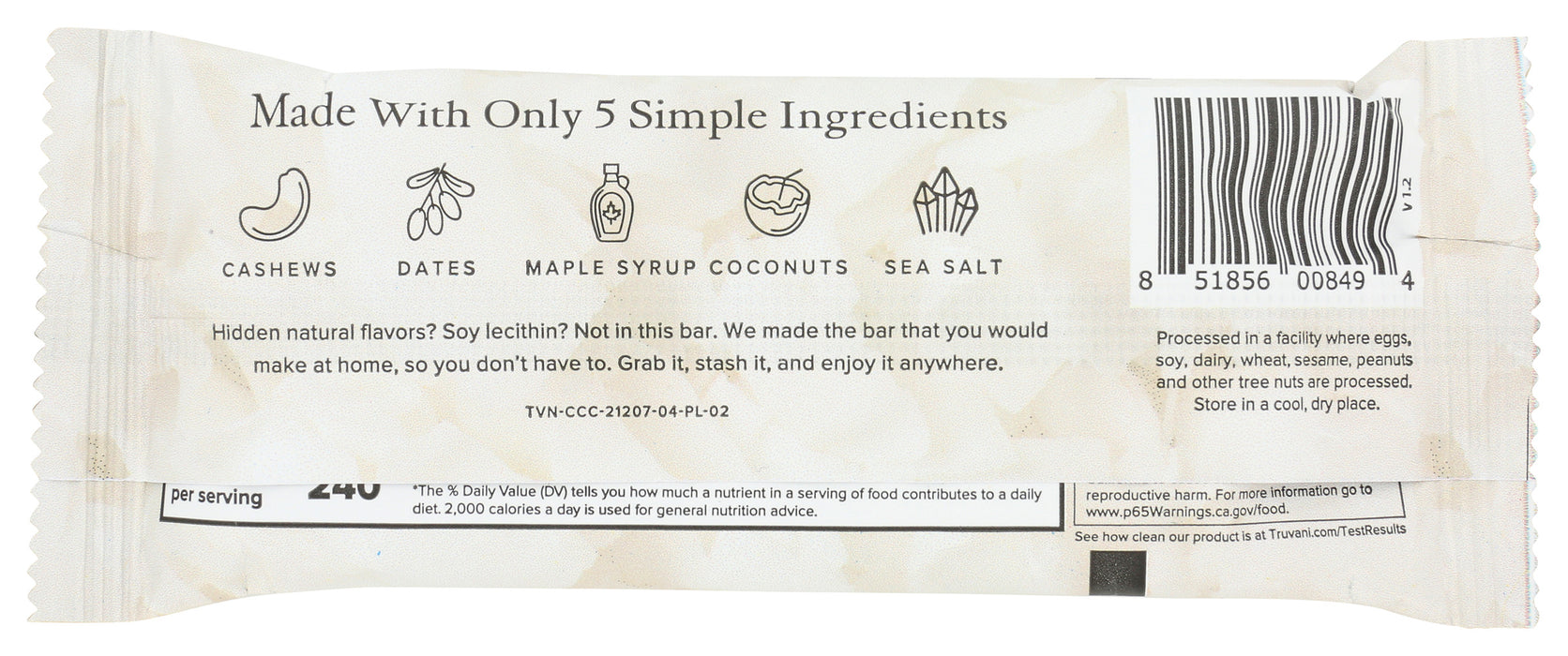 The Only Bar, Coconut Cashew, Org, 1.76 oz
