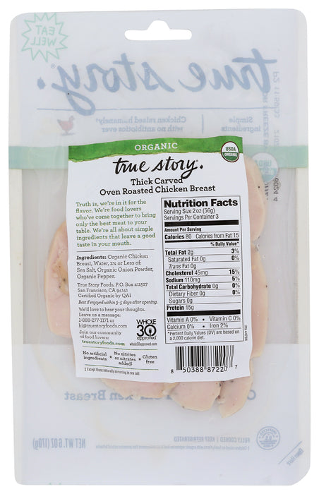 Thick Carved Oven Roasted Chicken Breast, Org, 6 oz