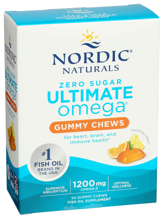 Ultimate Omega Gummy Chews 1200mg, Zero Sugar, 54 chew