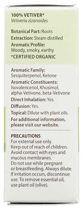 Vetiver Essential Oil, Org, 5 ml