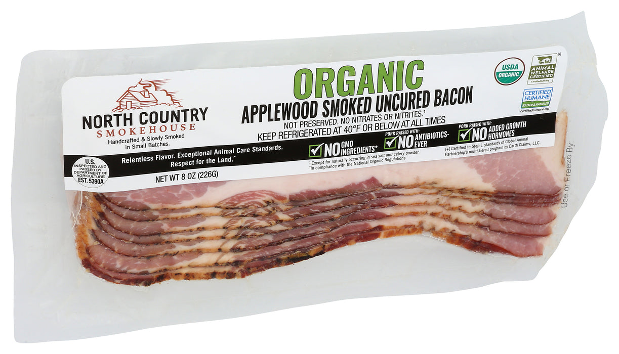 Applewood Smoked Uncured Bacon, Org, 8 oz