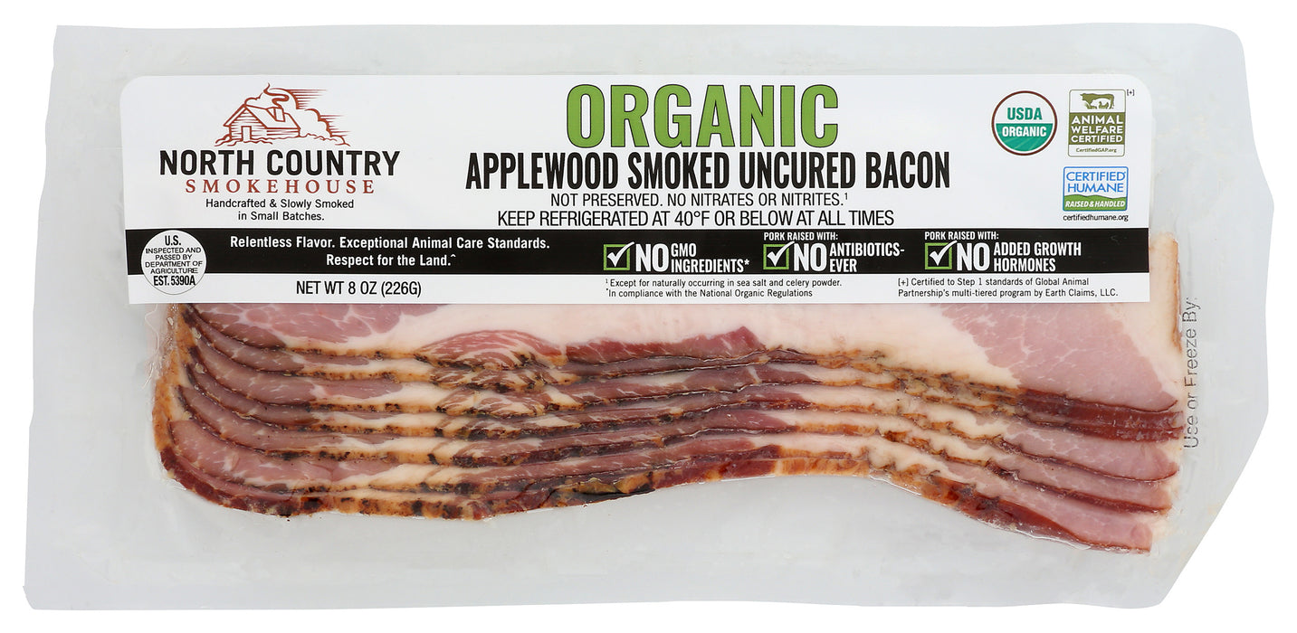 Applewood Smoked Uncured Bacon, Org, 8 oz
