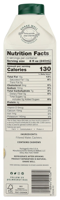 Cashew Milk, Unsweetened, 32 floz