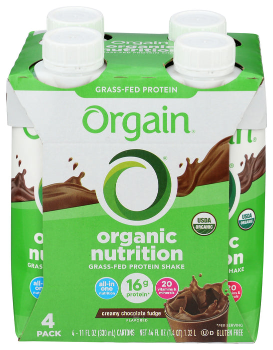 Protein Drink, Creamy Chocolate Fudge, Grass Fed Org, 4/11 fl oz