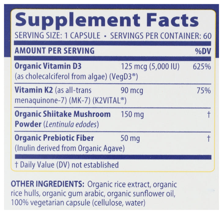 Vitamin D3 + K2 5000IU/90mcg, Org, 60 vcaps