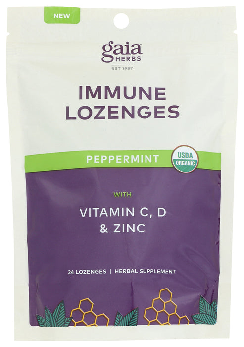 Immune Lozenges with Vit C, D & Zinc, Peppermint, Org, 24 loz