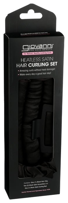 Heatless Satin Hair Curling Set, Black, 1 ct